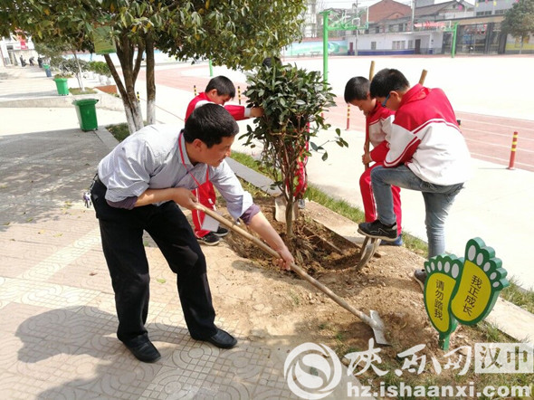 师生齐动手美化校园
